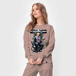 Костюм хлопковый женский Trump with two pistols - cyberpunk, цвет: пыльно-розовый — фото 2