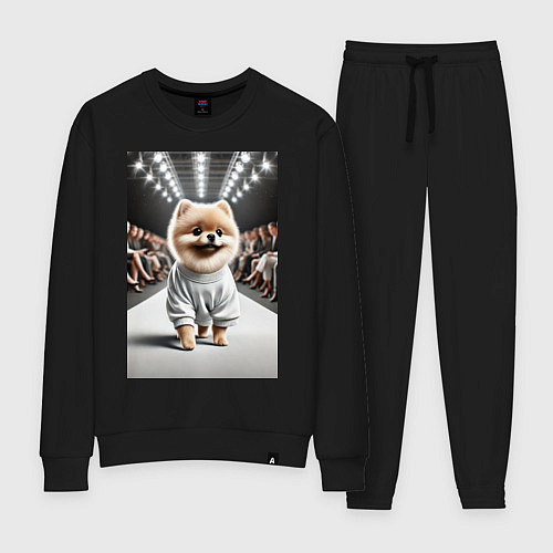 Женский костюм Милый Шпиц на модном показе животных / Черный – фото 1