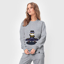 Костюм хлопковый женский Кот DJ, цвет: меланж — фото 2