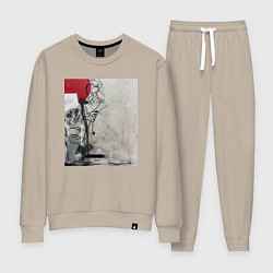Костюм хлопковый женский Abstract Red, цвет: миндальный