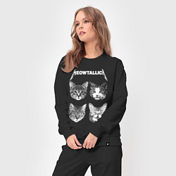 Костюм хлопковый женский Мяуталлика коты, цвет: черный — фото 2