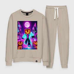 Костюм хлопковый женский Neon halloween and Minecraft - collaboration, цвет: миндальный