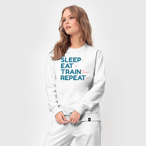 Женский костюм Eat sleep train repeat - blue and red / Белый – фото 3