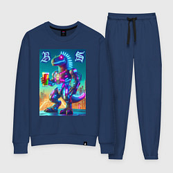 Костюм хлопковый женский Beersaur neon glow - meme, цвет: тёмно-синий