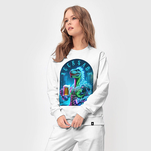 Женский костюм Neon beersaur - ai art fantasy / Белый – фото 3