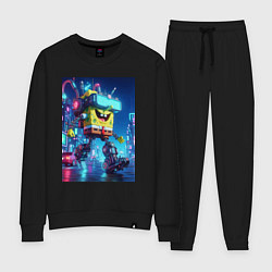 Костюм хлопковый женский Cyber Sponge Bob - neon glow fantasy, цвет: черный