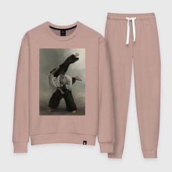 Костюм хлопковый женский Айкидо бросок, цвет: пыльно-розовый