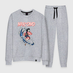 Костюм хлопковый женский Клинок, рассекающий демонов Макомо, цвет: меланж