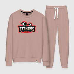 Костюм хлопковый женский Sport fitness center, цвет: пыльно-розовый