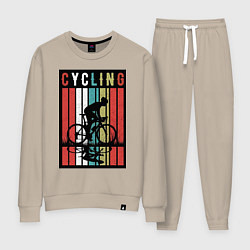 Костюм хлопковый женский Велосипедный спорт, цвет: миндальный