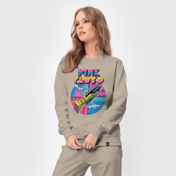 Костюм хлопковый женский Pink Floyd band rock, цвет: миндальный — фото 2