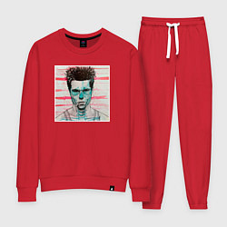 Костюм хлопковый женский Тайлер Дерден скелет, цвет: красный