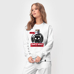 Костюм хлопковый женский Dont open evil inside, цвет: белый — фото 2