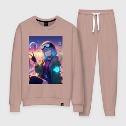Костюм хлопковый женский Кибер Марин - коллаба, цвет: пыльно-розовый
