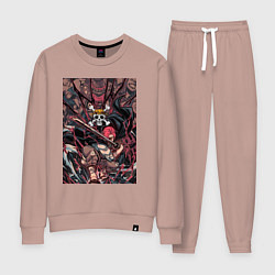 Костюм хлопковый женский Ван-Пис Шанкс команда, цвет: пыльно-розовый