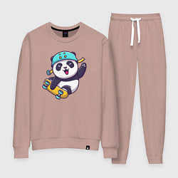 Костюм хлопковый женский Skater panda, цвет: пыльно-розовый