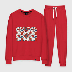 Женский костюм Узор красно-синий на белом фоне