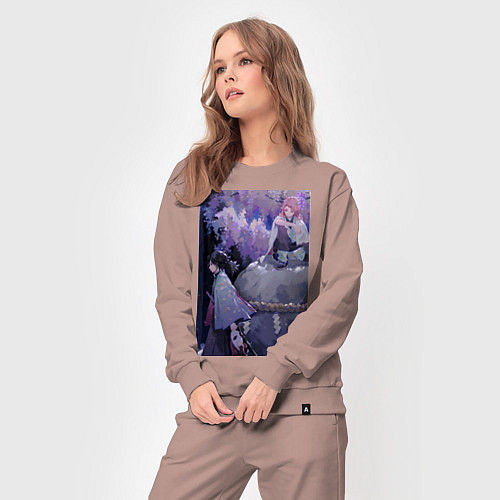 Женский костюм Клинок рассекающий демонов Гию Томиока / Пыльно-розовый – фото 3