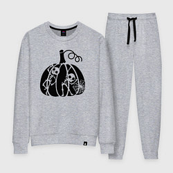 Костюм хлопковый женский Скелеты в тыкве, цвет: меланж