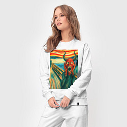 Костюм хлопковый женский Демон кричит на картине Эдварда Мунка - мем искусс, цвет: белый — фото 2