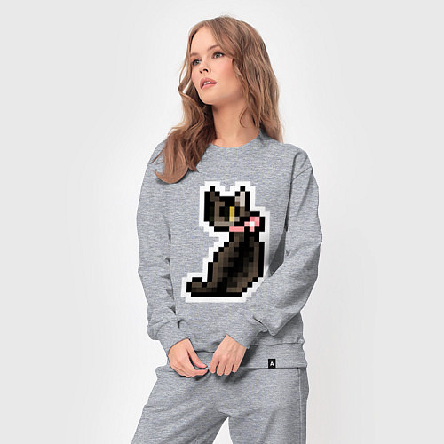 Женский костюм Милая пиксельная кошка с розовым ошейником / Меланж – фото 3