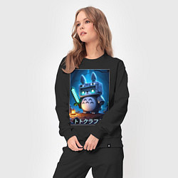 Костюм хлопковый женский Totoro and Minecraft - collaboration, цвет: черный — фото 2