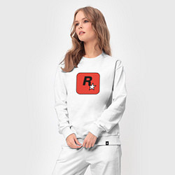 Костюм хлопковый женский Rockstar logo team, цвет: белый — фото 2