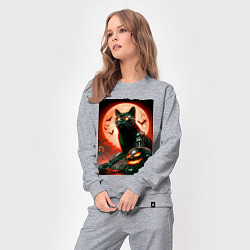 Костюм хлопковый женский Стимпанк кот в очках - нейроарт, цвет: меланж — фото 2