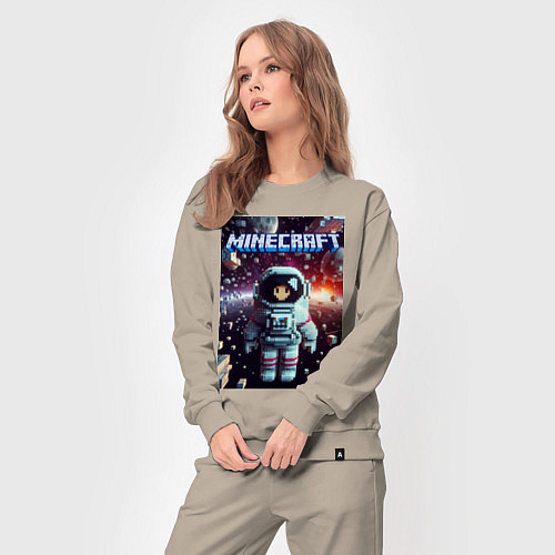 Женский костюм Брюнетка в космосе - Майнкрафт фантазия / Миндальный – фото 3