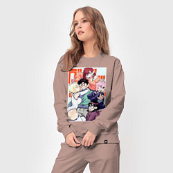 Костюм хлопковый женский Дандадан: Момо Аясэ, цвет: пыльно-розовый — фото 2