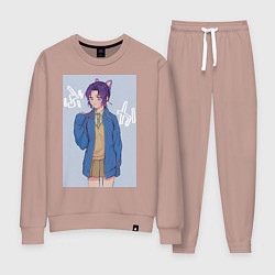 Костюм хлопковый женский Клинок рассекающий демонов Синобу Котё, цвет: пыльно-розовый