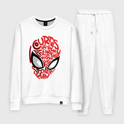 Костюм хлопковый женский Spider-Man text, цвет: белый