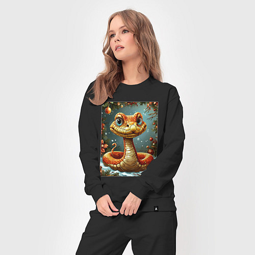 Женский костюм Новогодняя золотая змейка / Черный – фото 3