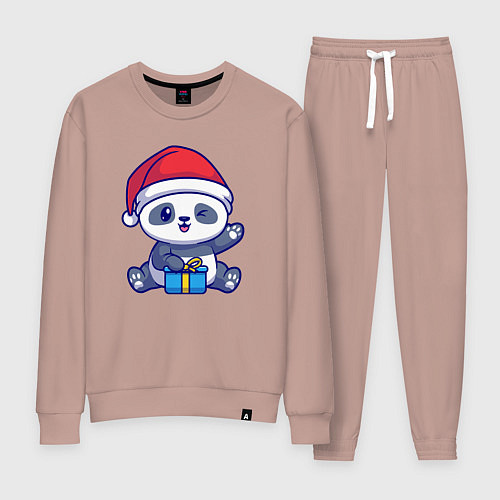 Женский костюм Новогодняя панда / Пыльно-розовый – фото 1