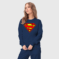 Костюм хлопковый женский Superman logo, цвет: тёмно-синий — фото 2