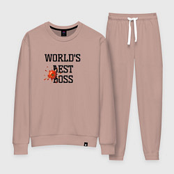 Костюм хлопковый женский Worlds best boss, цвет: пыльно-розовый