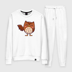 Костюм хлопковый женский Привет от совы, цвет: белый