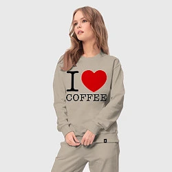 Костюм хлопковый женский I love coffee, цвет: миндальный — фото 2