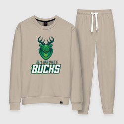 Костюм хлопковый женский Milwaukee Bucks NBA, цвет: миндальный