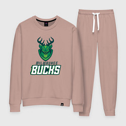 Костюм хлопковый женский Milwaukee Bucks NBA, цвет: пыльно-розовый