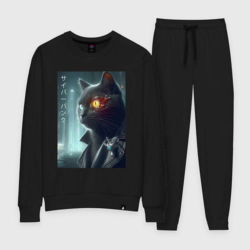 Женский костюм Black cat - cyberpunk / Черный – фото 1
