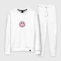 Костюм хлопковый женский Смайл с сердечными глазами, цвет: белый