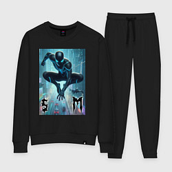 Костюм хлопковый женский Spider-man neon glow, цвет: черный