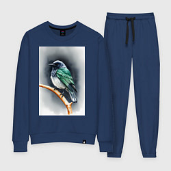 Костюм хлопковый женский Птичка на ветке, цвет: тёмно-синий