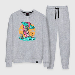 Костюм хлопковый женский Экстремальный серфингист, цвет: меланж