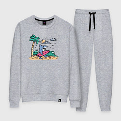 Костюм хлопковый женский Акула серфер, цвет: меланж
