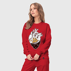 Костюм хлопковый женский Сердце корабля, цвет: красный — фото 2