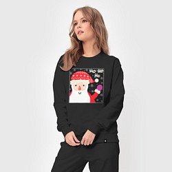 Костюм хлопковый женский Дед мороз приветствует, цвет: черный — фото 2