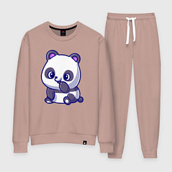 Костюм хлопковый женский Миленькая панда, цвет: пыльно-розовый