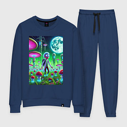 Костюм хлопковый женский Морти потерял Рика на мухоморной планете, цвет: тёмно-синий